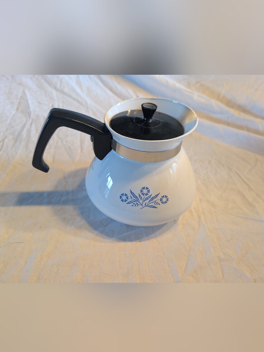 2/60$ Corningware White Percolator Coffee Pot with Blue Floral Motif